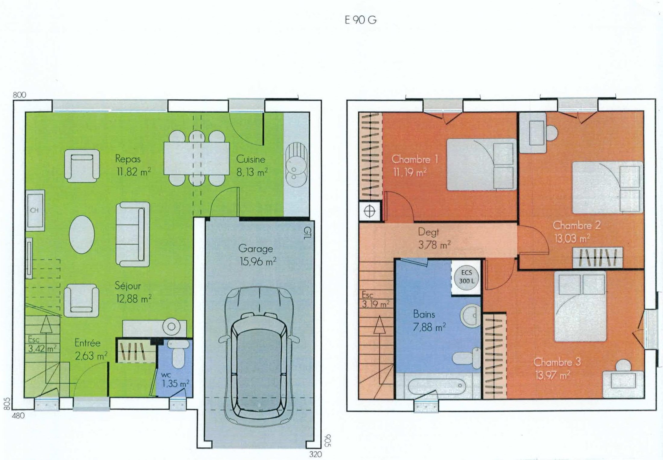 Plan maison avec etage partiel
