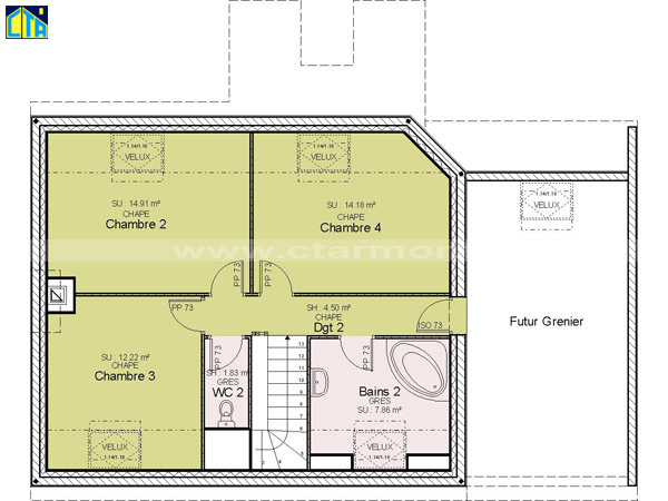 Plan maison à étage 4 chambres