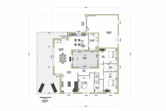 Plan maison patio interieur