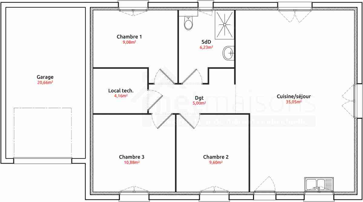 Plan maison 80 m2 plain pied