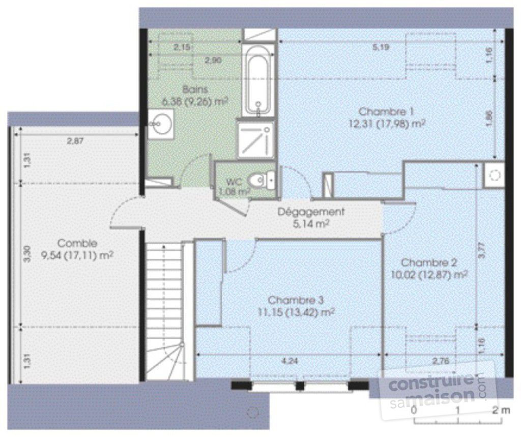 Plan maison à étage 5 chambres