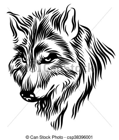 Loup dessin noir et blanc
