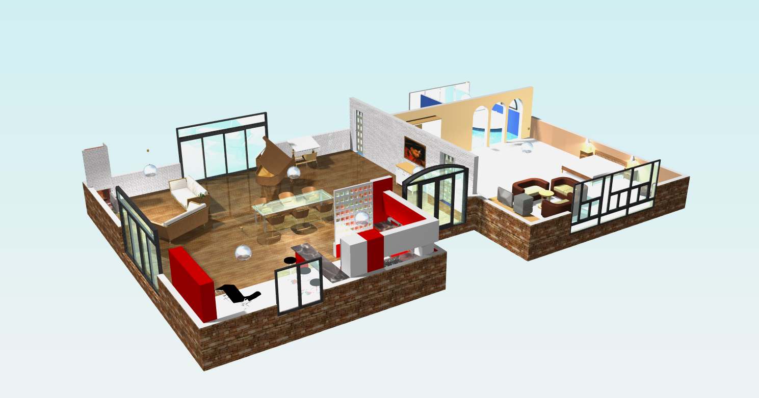 Plan maison contemporaine 3d