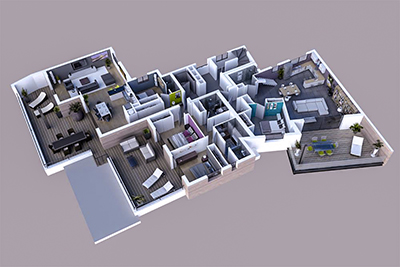 Plan maison 5 chambres 3d