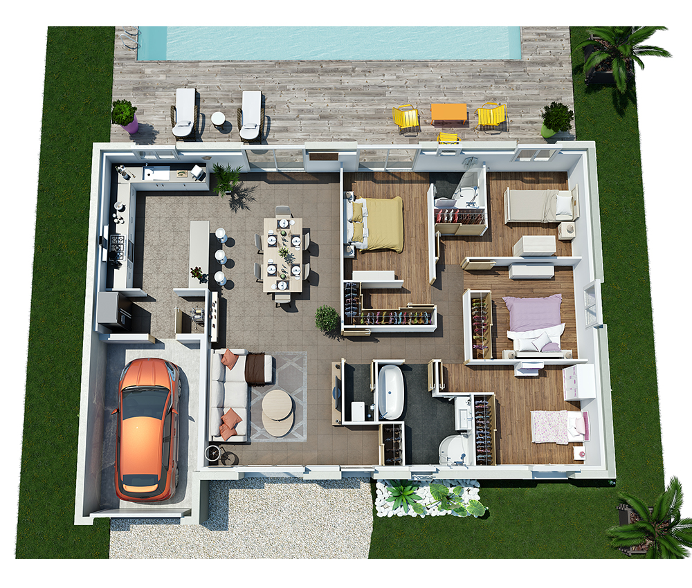 Plan villa contemporaine