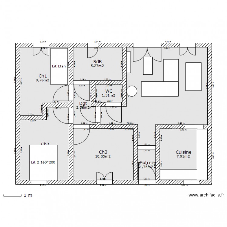 Plan appartement 60 m2