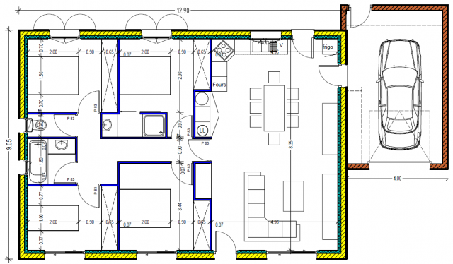 Plan de maison 100m2 avec garage