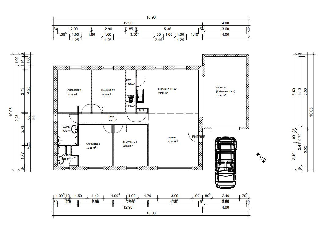 Plan maison 100 m2
