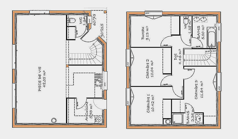 Plan maison étage 120m2