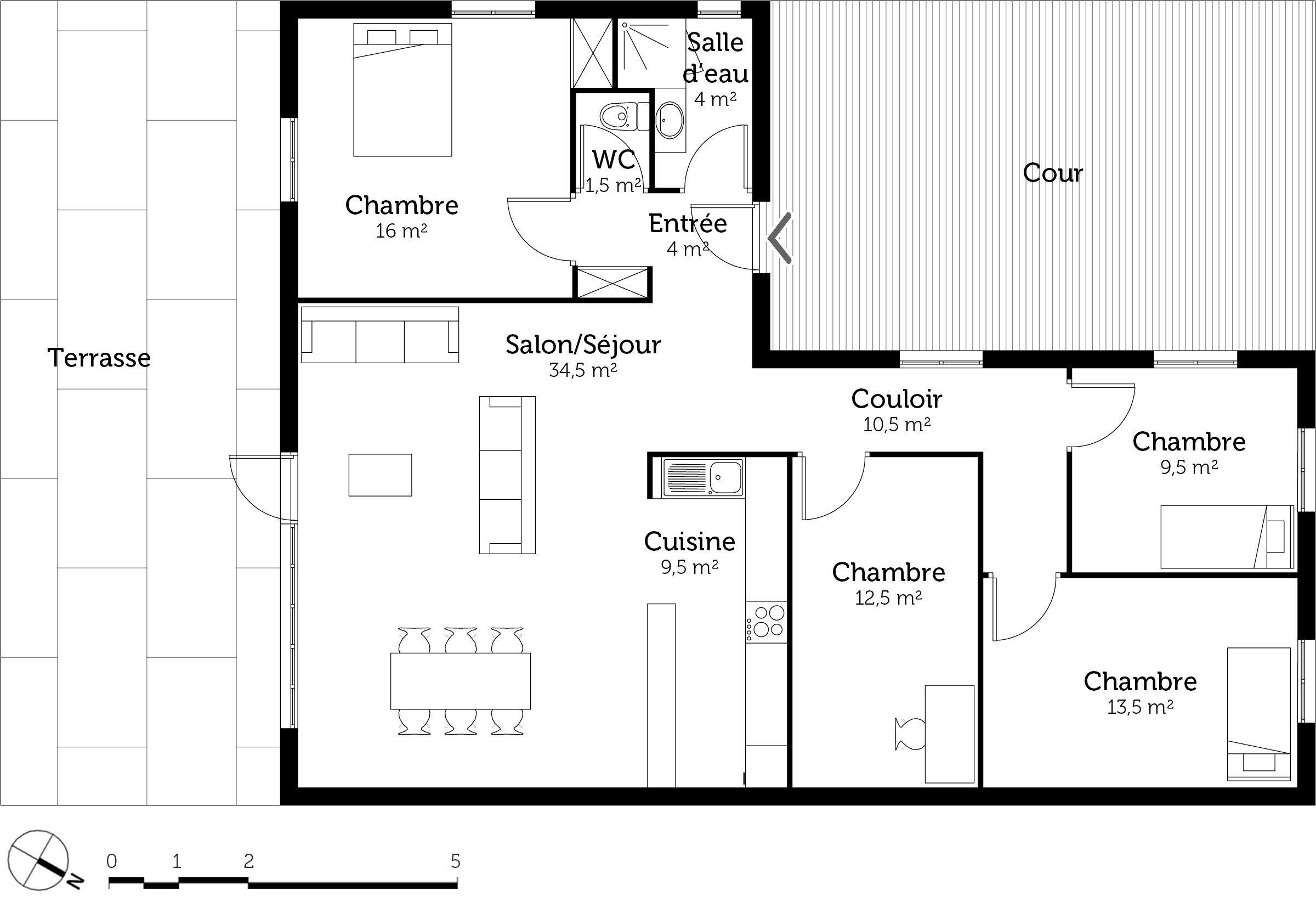Plan maison 3 chambres plain pied