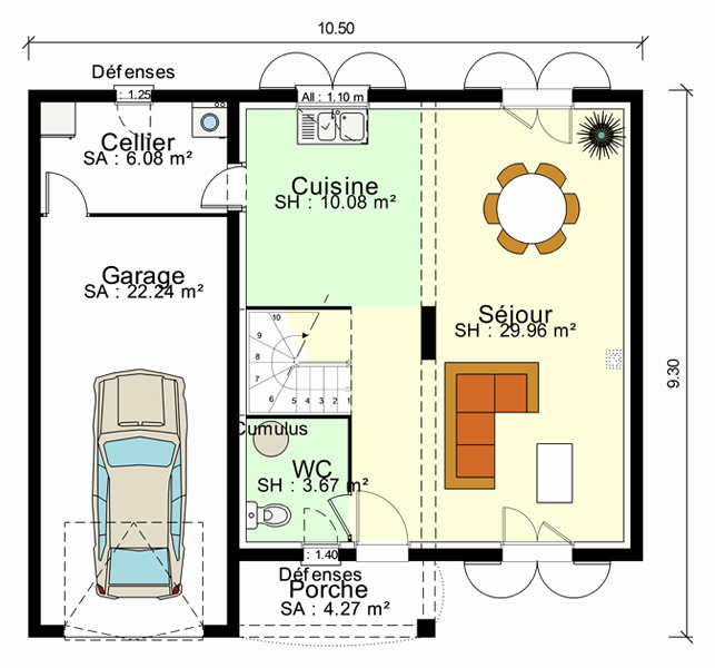 Plan maison etage garage