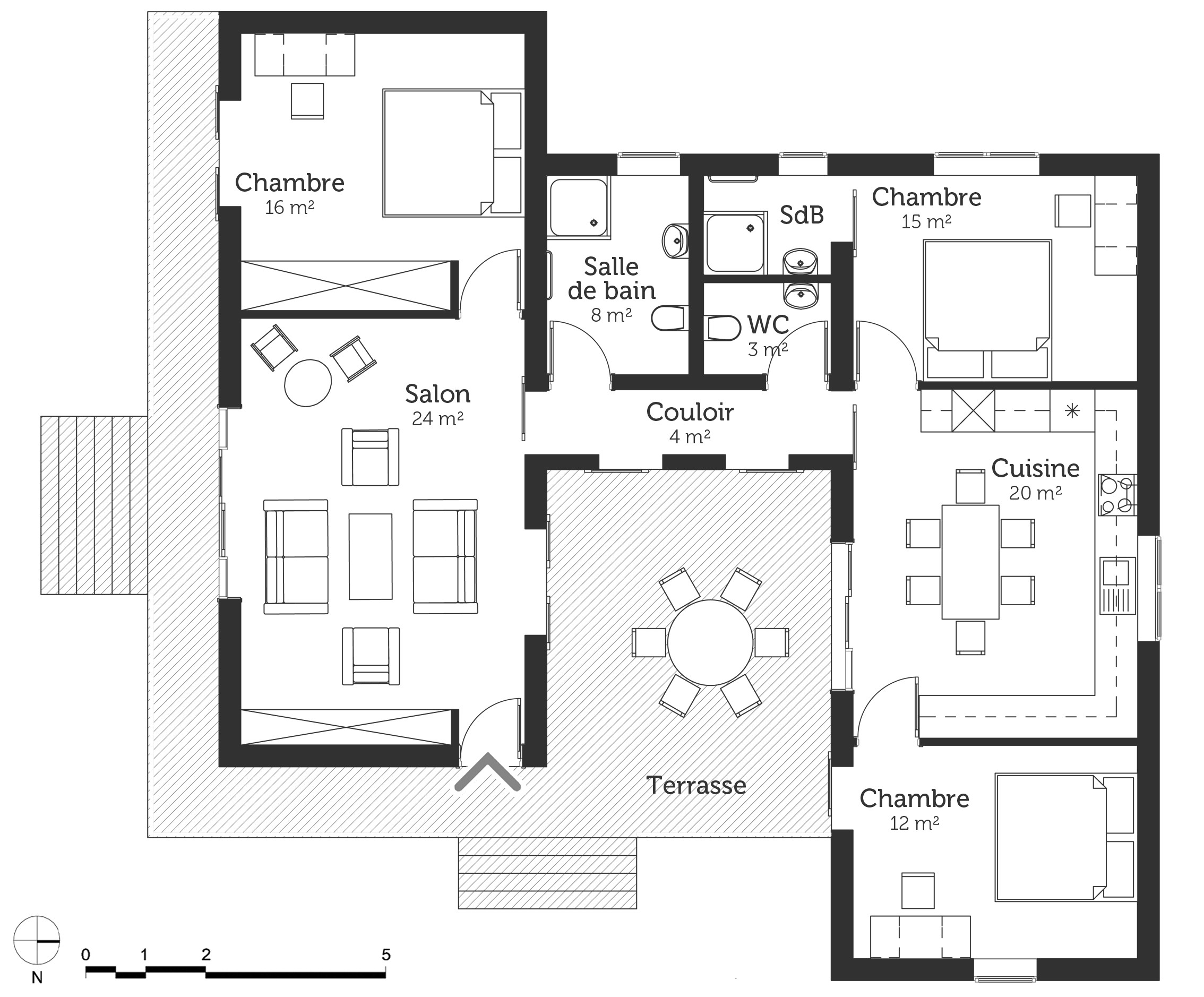 Plan de maison moderne gratuit toit plat