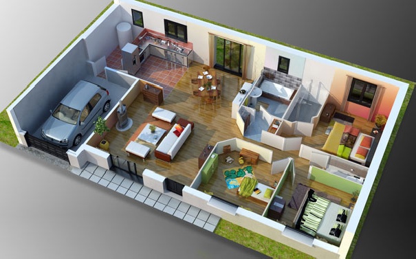 Plan 3d maison luxe