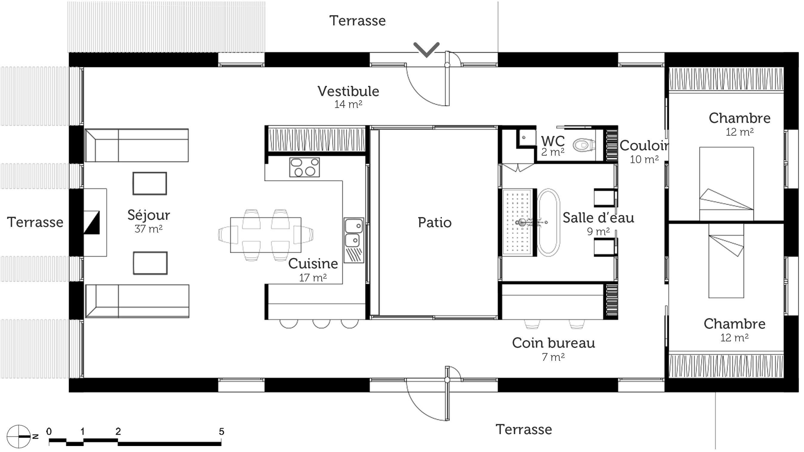 Plan de maison avec patio