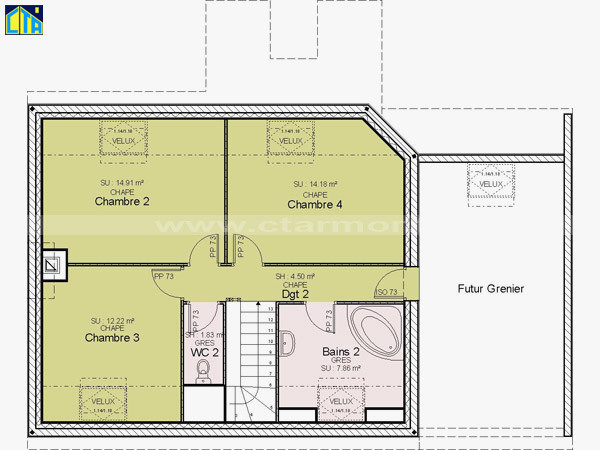 Plan etage 4 chambres