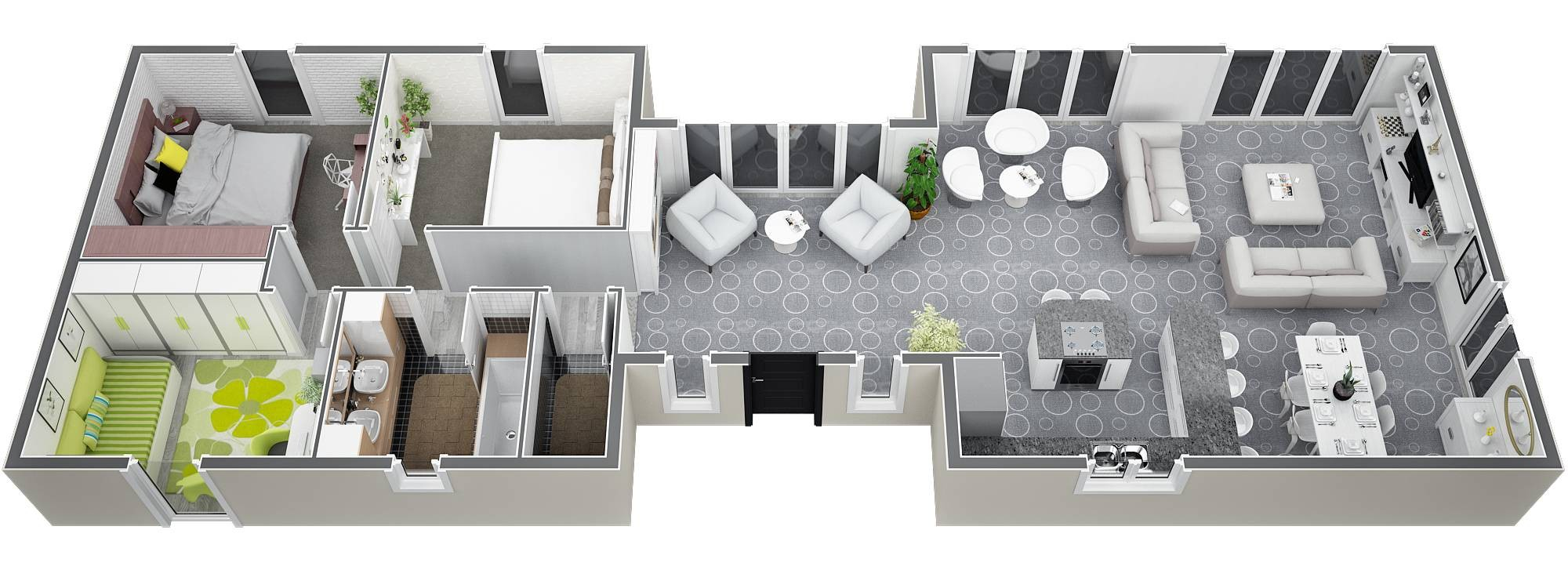 Plan de maison plain pied 3 chambres 100m2