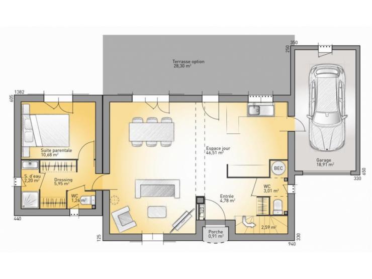 Plan de maison 110m2 avec etage