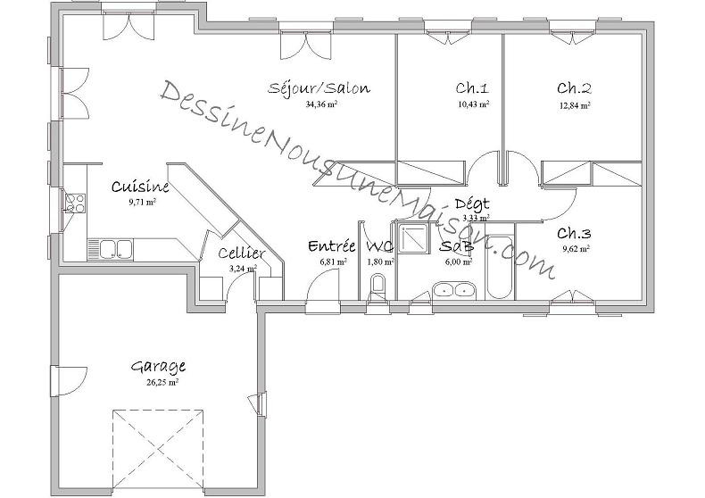 Plan maison 110 m2