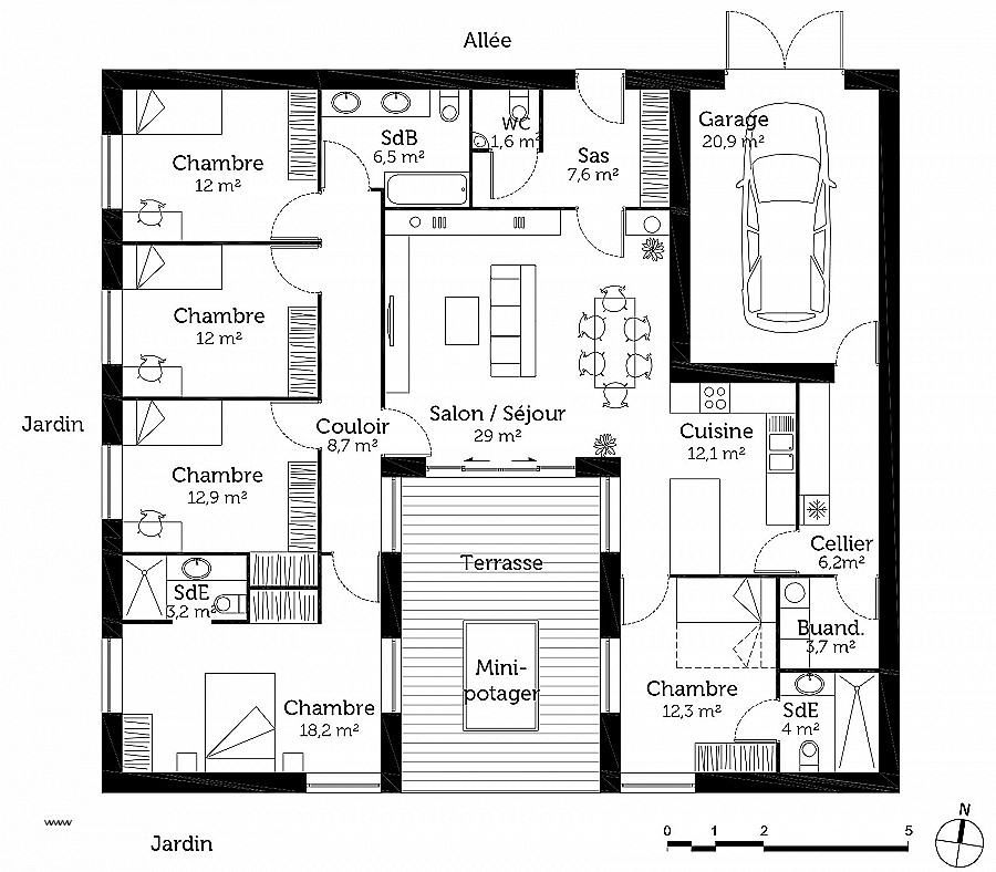 Plan maison 120m2 3 chambres