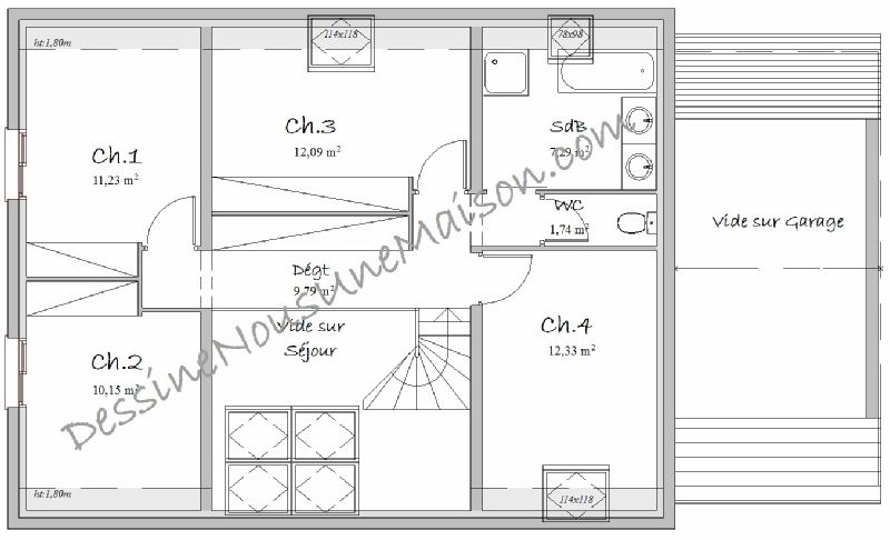 Plan maison 60 m2