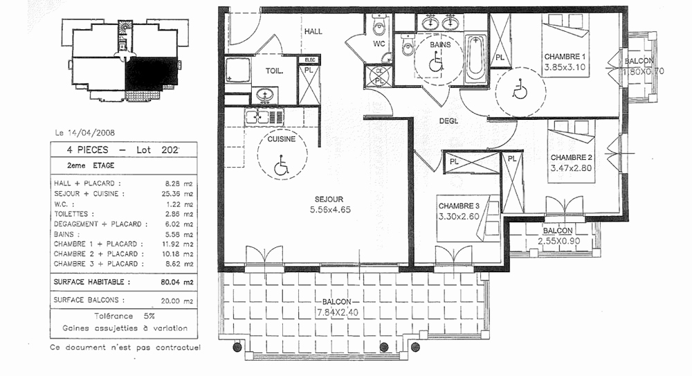 Plan appartement 3 chambres
