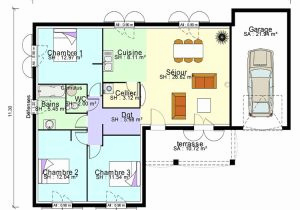 Plan maison plain pied 3 chambres 90m2