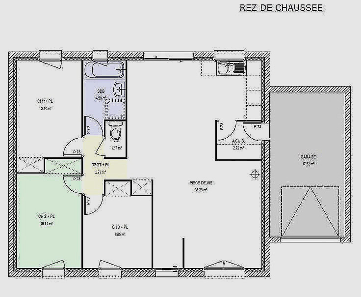 Plan maison 3 chambres 90m2