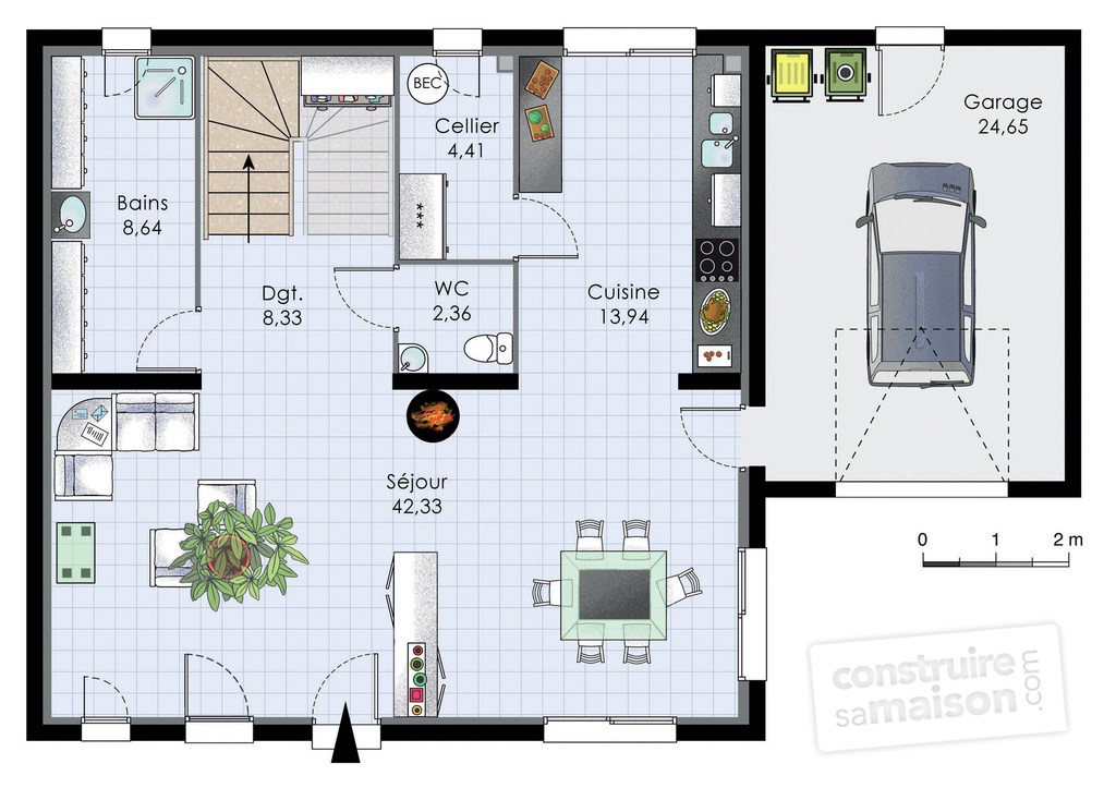 Plan maison 100m2 etage
