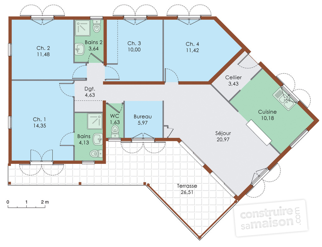 Plan grande maison 6 chambres