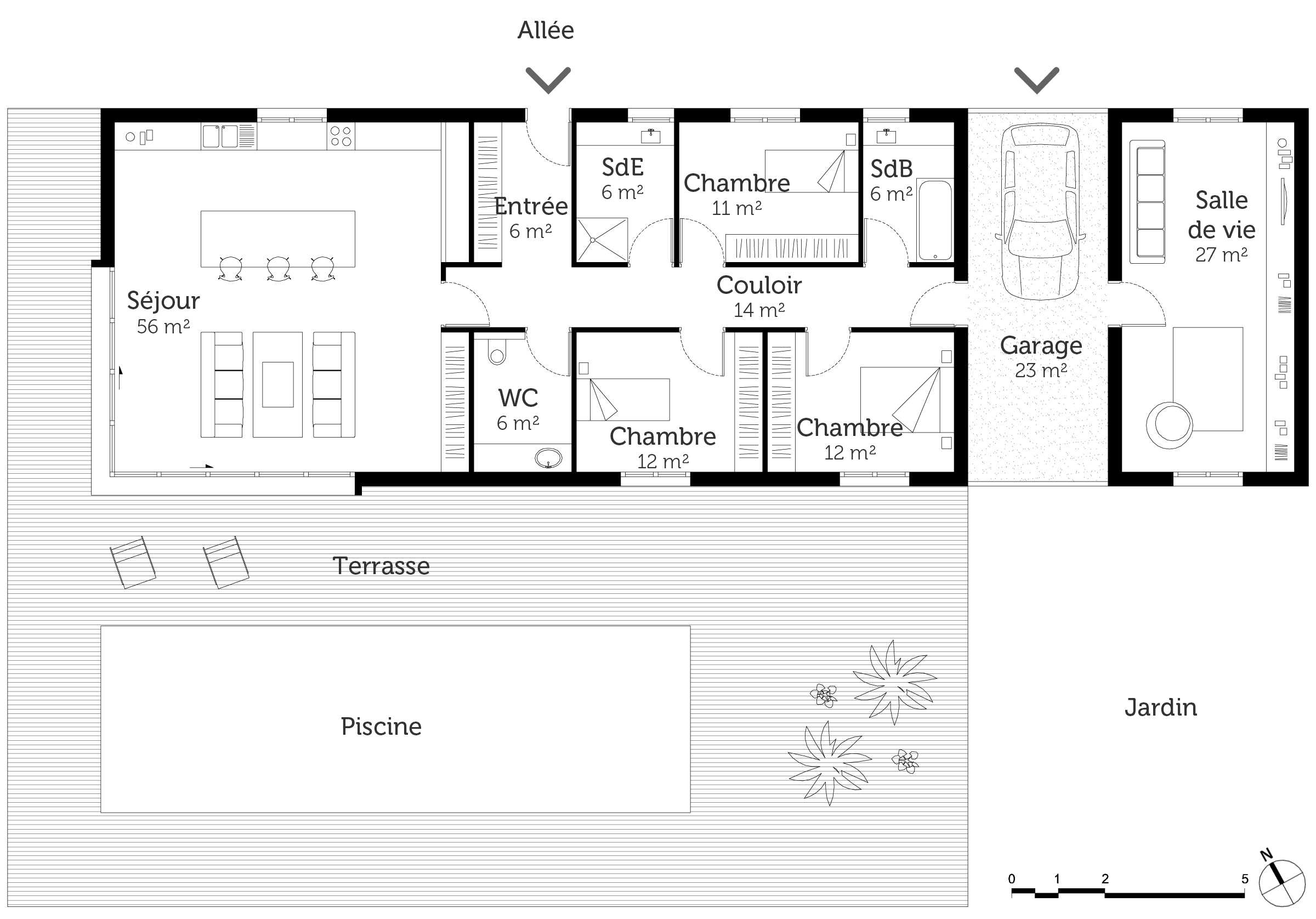 Plan maison 115 m2