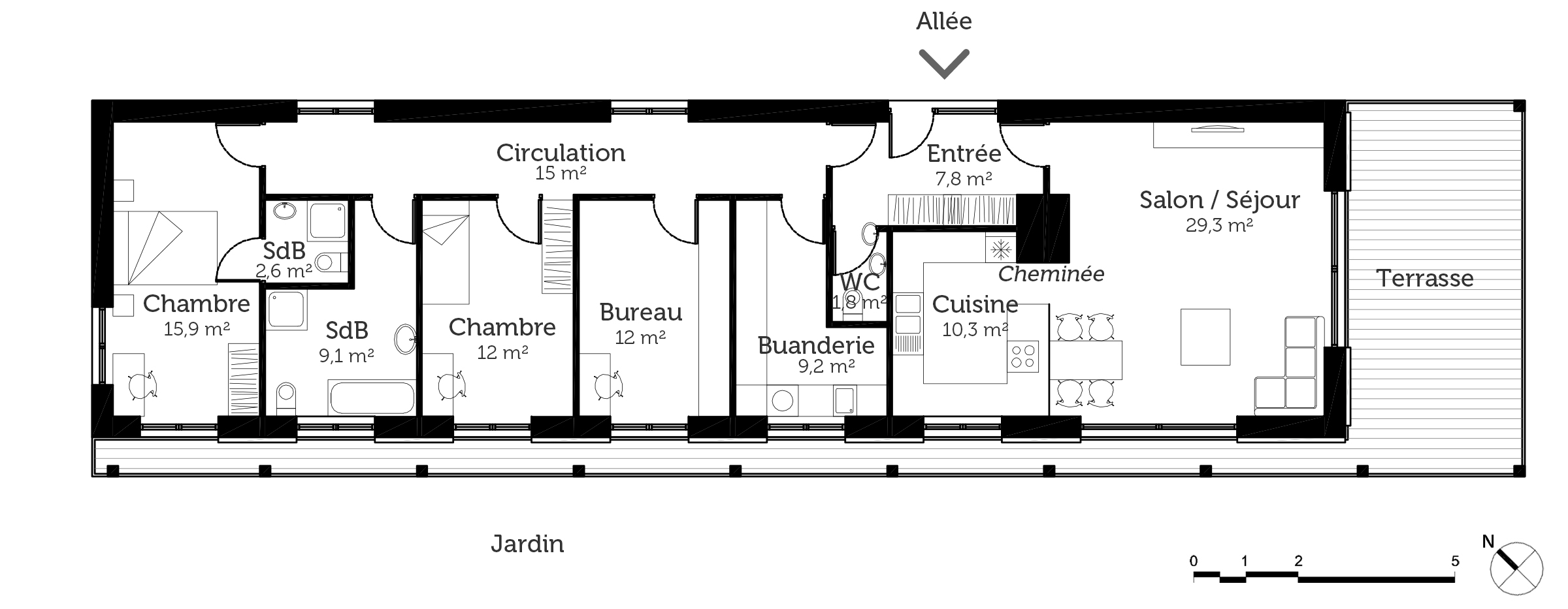 Plan maison en long