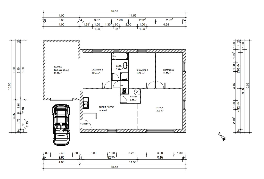 Plan maison entrée sud