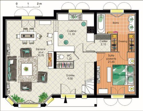 Plan maison etage 140 m2