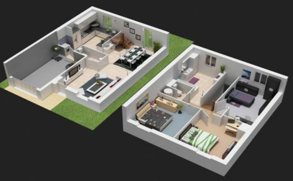 Plan de maison moderne 3d