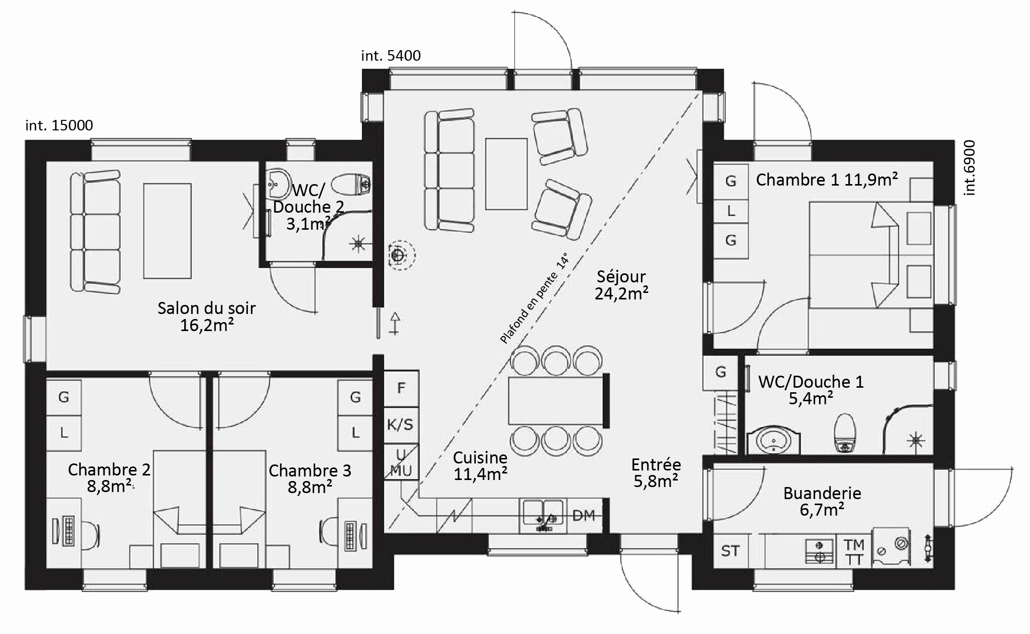 Plan de maison 5 chambres