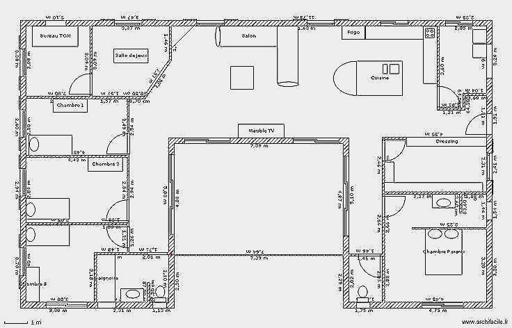 Plan maison plain pied 80m2 3 chambres
