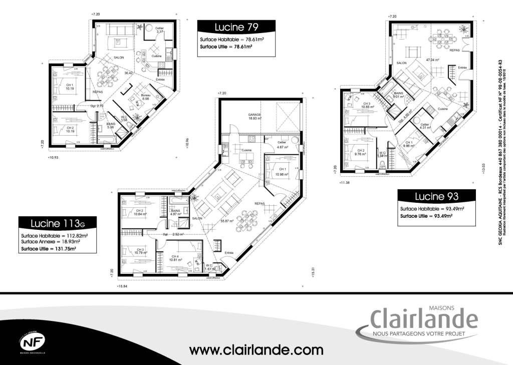 Plan maison en u 4 chambres