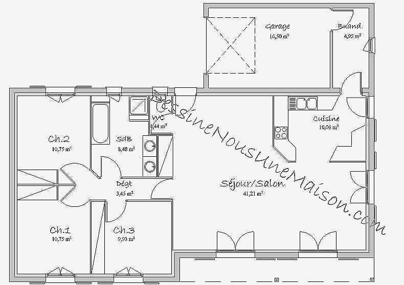 Plan de maison 80m2 3 chambres