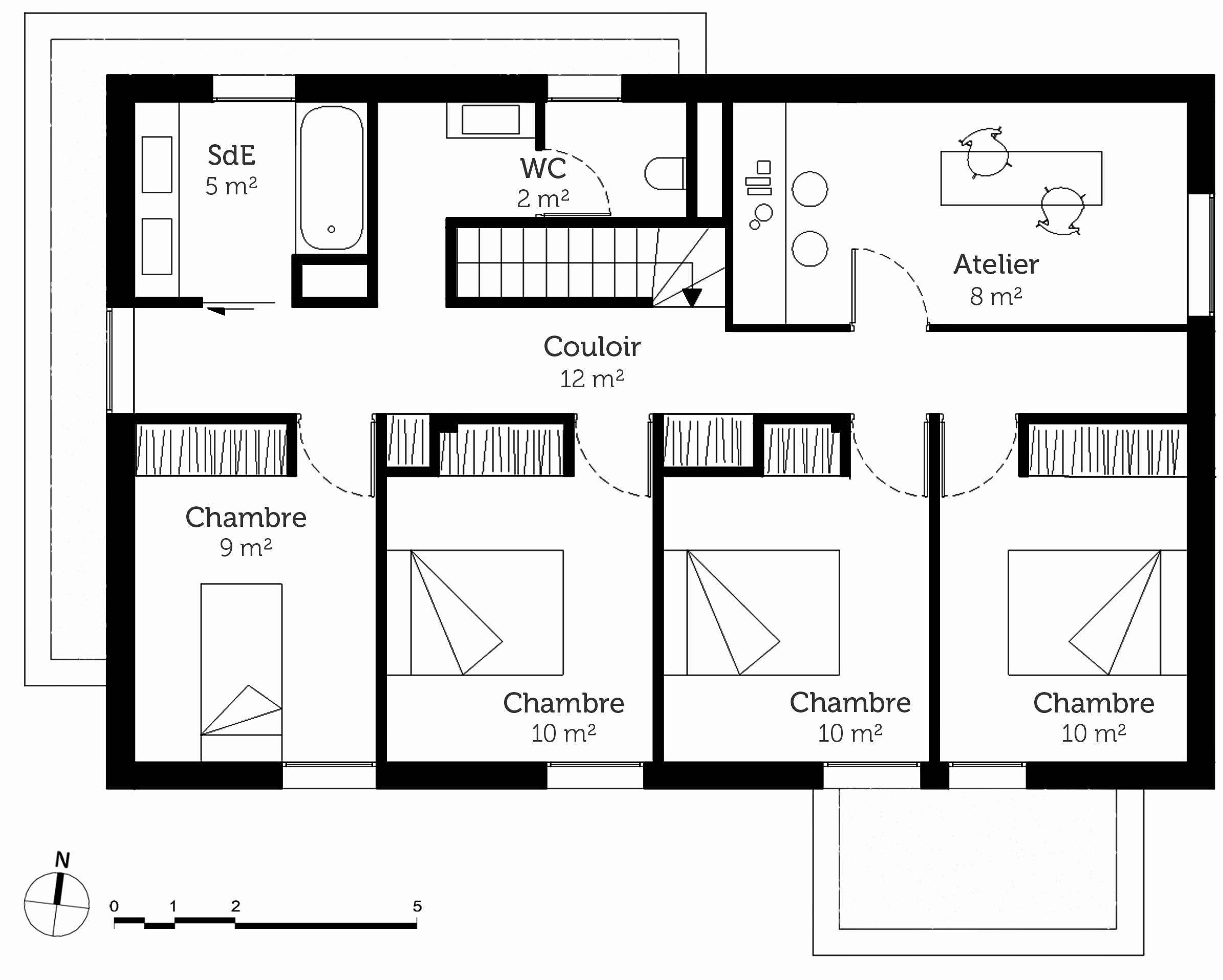 Plan maison rectangulaire avec etage