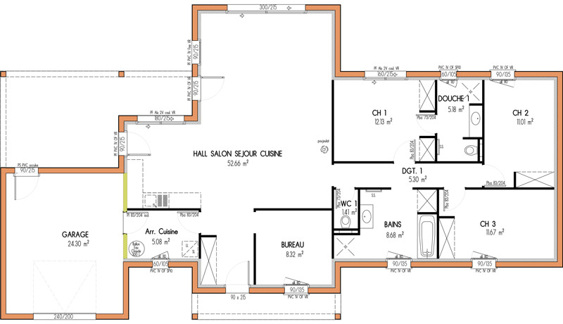 Plan maison 4 chambres etage