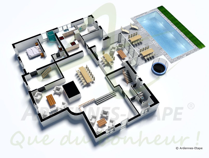 Plan de maison de luxe moderne 3d