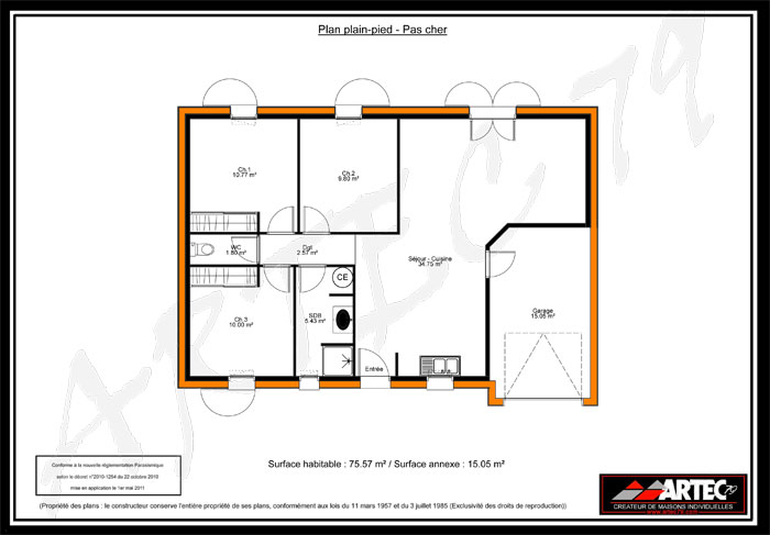 Plan maison plain pied 130 m2