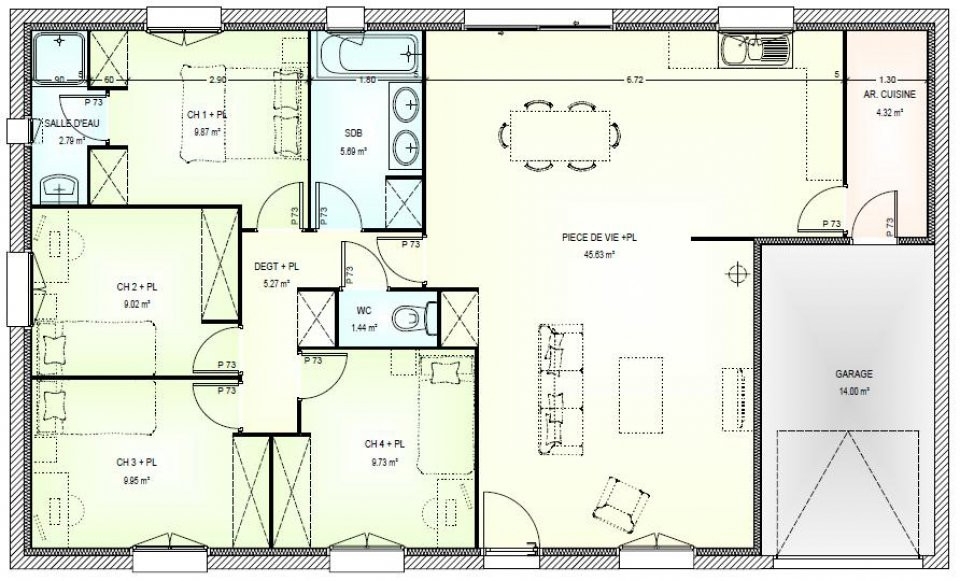 Plan maison 90m2 étage