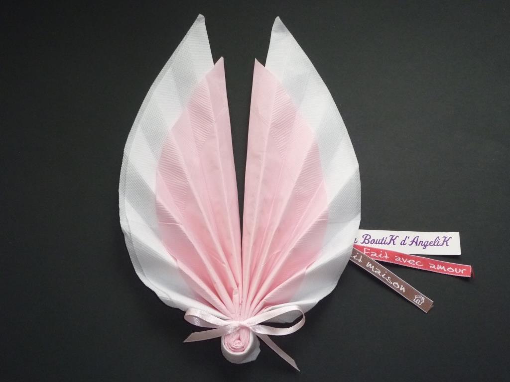 Pliage de serviette en fleur de lys avec 2 couleurs
