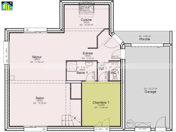 Plan maison 4 chambres étage