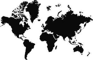 Carte du monde en noir et blanc
